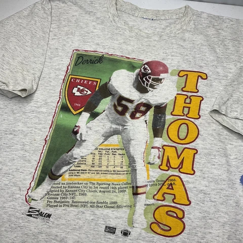 vintage 90s kansas city chiefs salem Derrick Thomas  Sportswear M Single Stitch Cover