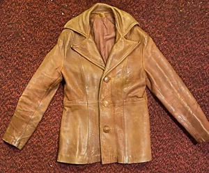 1969 NORTH BEACH LEATHER JACKET - Rare Early Psychedelic Label East West Style M - Bild 1 von 11