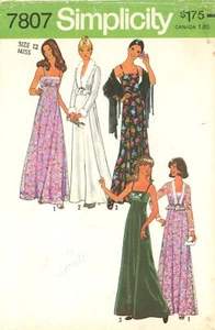 Simplicity 7807 Empire Taille Maxikleid, Jacke mit elastischem Taillengehäuse Gr. 12 GESCHNITTEN - Bild 1 von 4