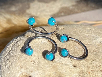 Anillo de tabique oreja labio herradura barra circular piedra titanio macizo 1 pieza 16 g 3/8" Foto 1 de 4