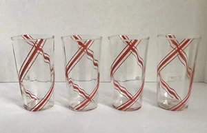 Juego De Colección De 4 Vasos Retro Ambiente Rojo Rayas Diagonales Biseladas Interior - Imagen 1 de 8