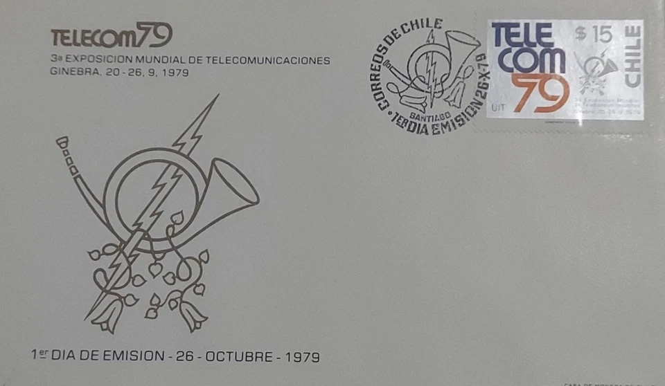 O) 1979 CHILE, TELECOMUNICACIONES, EXPOSICIÓN MUNDIAL DE TELECOMUNICACIONES, GINEBRA, FDC XF Foto 1 de 1