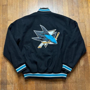 NHL Hockey San Jose Sharks Bomber Snap Zip Up Jacket by GIII Carl Banks L - Picture 1 of 8