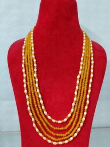 Indian Bollywood Crystal Bead Kundan Long Mala Necklace Beautiful Pearl Jewelry