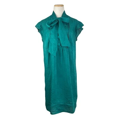 Vestido Donna Morgan Talla 14 Verde azulado plisado cuello atado cambio sin mangas Foto 1 de 4