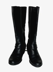 Clarks Black Leather Boots Women's 7.5 W 7 1/2 Wide Calf Knee High Zip - Picture 1 of 14
