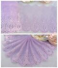 7" 1Y Embroidered Floral Tulle Lace Trim Lilac Purple Joyful Heart Sewing/DIY 
