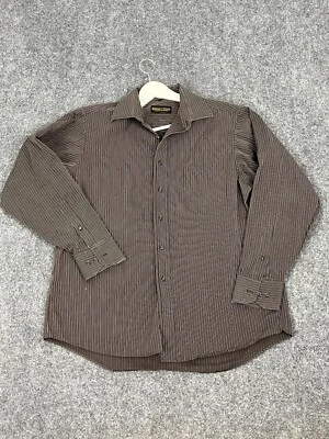 Donald J Trump Dress Shirt Mens 16 Brown Striped Long Sleeve Button Up N13 - Image 1 of 4