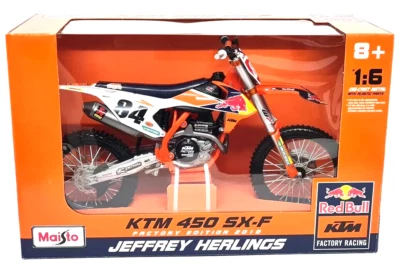 MAISTO Jeffrey Herlings KTM SXF 450 1:6 Die-Cast Motocross MX Toy Model Bike Orange
