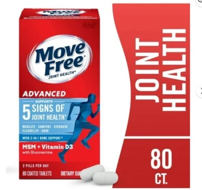 Move Free Advanced Plus MSM и витамин D3, 80 таблеток (срок годности истекает 02/2026) - Изображение 1 из 3