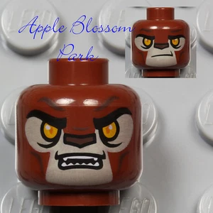 NEW Lego BROWN MINIFIG HEAD -Chima Lion Lavertus Animal White Monster Fang Teeth - Picture 1 of 1