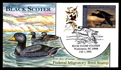 Mayfairstamps US FDC 2002 Federal Duck Stamp Collins Hand Painted Black Scoter F - Image 1 of 2