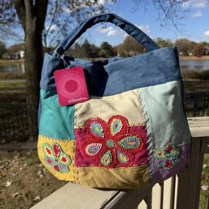 NWT Y2K Xhiliration Denim Lana Purse HOBO Handbag Floral Patchwork Sequins VTG - Picture 1 of 17