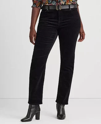 Ralph Lauren Black Velvet Pants Straight Leg Plus 16W Stretch Logo Holiday Party - Image 1 of 4