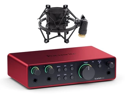 Focusrite Scarlett 2i2 4th Gen Studio Recording USB Audio Interface+Shockmount - Image 1 of 4