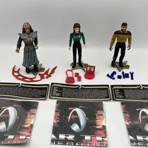 Lot Of 3 Loose Star Trek Next Gen Figures 1994 Playmates w/ Accessories *Read* - Picture 1 of 18