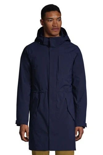 NUEVO Abrigo Parka Land's End Para Hombre L Azul Marino Radiante Aislado Con Capucha Foto 1 de 4