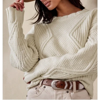 Suéter Recortado Geométrico Banana Republic Tavati Talla S Grueso Nuevo con Etiquetas Marfil Foto 1 de 4