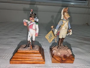 Napoleonic Era Model Soldiers Pair on Wood Bases w/ Base Painted well! - Picture 1 of 9