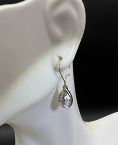 DKNY, Swarovski Crystal Teardop Dangle Earrings, Pierced, French Wire - Picture 1 of 8