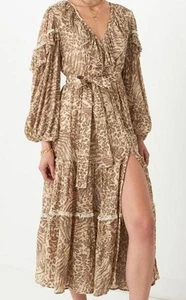 Spell & The Gypsy Collective Ada Gown Leopard Print Size M AU 10 US 6 - Picture 1 of 23