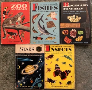 Golden Nature Guides, lot of 5, Zoo Animals, Rocks, Insects, Stars, Fishes - Imagen 1 de 5