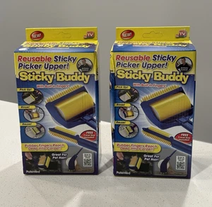 2 NEW Sticky Buddy Reusable Picker Uppers With Built In Fingers - As Seen On TV - Picture 1 of 9