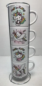 Sanrio Hello Kitty Raro Unicornio Apilado Cerámica Juego De 4 Tazas Torre Café Tazas - Imagen 1 de 7