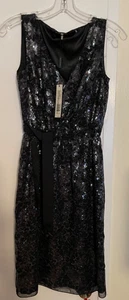 Elie Tahari schwarz Pailletten ärmellos Cocktailkleid knielang Gr. 2 NEU Neu mit Etikett - Bild 1 von 13