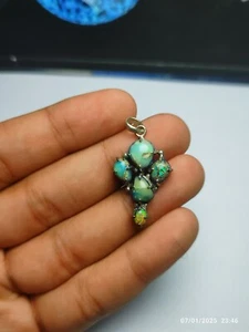 Ethiopian Opal & Lapis Lazuli Gemstone Doublet Pendant in Silver 925k 17.7 ct - Picture 1 of 4