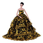 Black Gold Lace Wedding Dress for 1/6 Doll Clothes Fishtail Outfits Party Gown