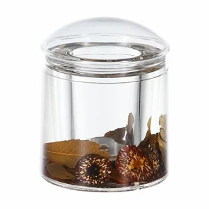 Acrylic Liquid 3D Floating Round Qtip Cotton Ball Swab Holder Dispenser Lid Wood - Picture 1 of 3
