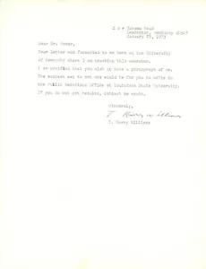 Lettera digitata firmata biografo Thomas Harry Williams - Foto 1 di 2