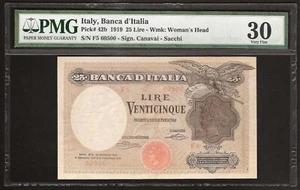 ITALIA 25 LIRE 1919 P:42b VF (30 PMG) molto rara - Foto 1 di 2