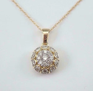 2Ct Round Cut VVS1/D Diamond Cluster Pendant 14k Yellow Gold Finish Free Chain - Picture 1 of 4