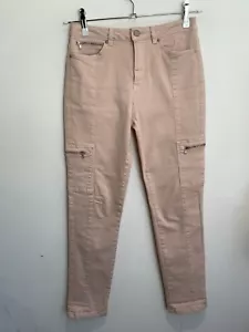 Mint Velvet Houston Utility Cargo Jeans Size UK 10 R VGC pink Slim Fit - Picture 1 of 10