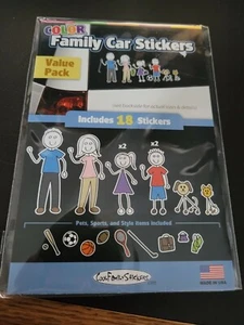Family Car Stickers 18 Stickers Mom Dad Kids Pets Sports Style Items COLOR NEW - Picture 1 of 2