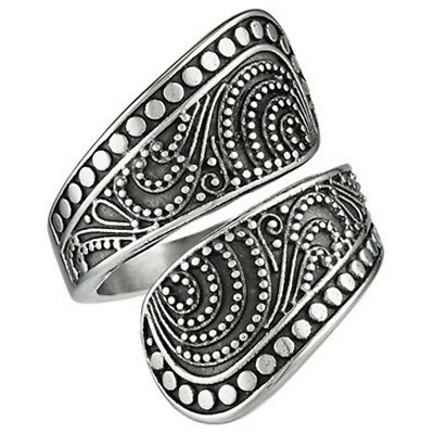 Bohemian Spoon Ring Womens Silver Stainless Steel Hippie Boho Band - Image 1 of 3