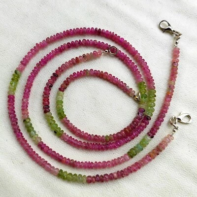 Natural Afghanistan Tourmaline 4 mm Size Smooth Rondelle Beads 16" Necklace - Image 1 of 4
