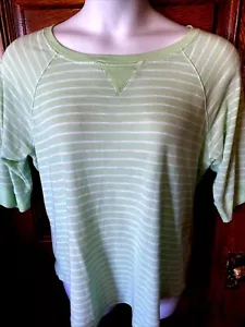 CALVIN KLEIN Performance Quick Dry, Spring Green & White Striped TOP, Size 2X - Picture 1 of 5