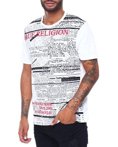 True Religion Men's Allover Print Tee T-Shirt in White - Picture 1 of 4