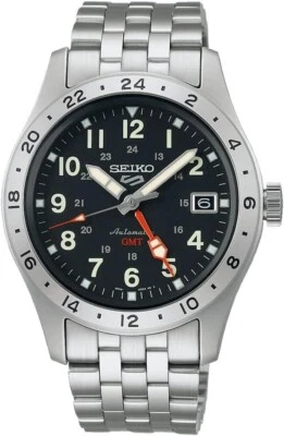 Reloj para hombre Seiko 5 Sports Field GMT automático esfera negra acero inoxidable SSK023 Foto 1 de 4