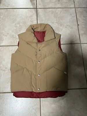 Vintage 1980s Down Feather Puffer Vest Beige Khaki Small  - Image 1 of 3