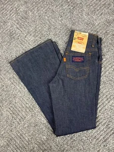 Vintage 70s Levis Husky Bell Bottom Jeans Boys 23x27 Dark Wash Kids NOS - Picture 1 of 16