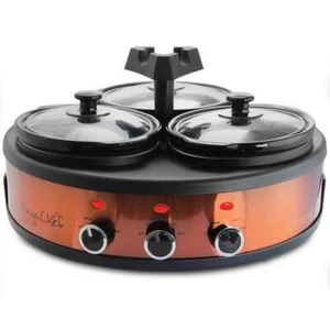 MegaChef Triple Copper Slow Cooker 4.5 Qt. 300-Watts Contemporary W/ Glass Lids - Picture 1 of 7