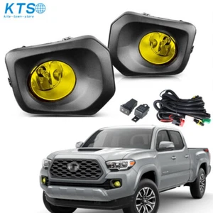 Fit For 16-21 Toyota Tacoma Bumper Driving Fog Lights Lamps Yellow W/black Bezel - Picture 1 of 9