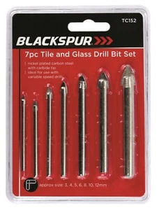 7PC Tile and Glass Drill Bit Set Nickel Plated Carbon Steel Assorted Sizes DIY - Picture 1 of 5