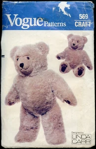 Vogue #569 Patrón de Costura, Oso de Peluche 23" (59 cm) Alto - Diseño Linda Carr SIN CORTAR - Imagen 1 de 2