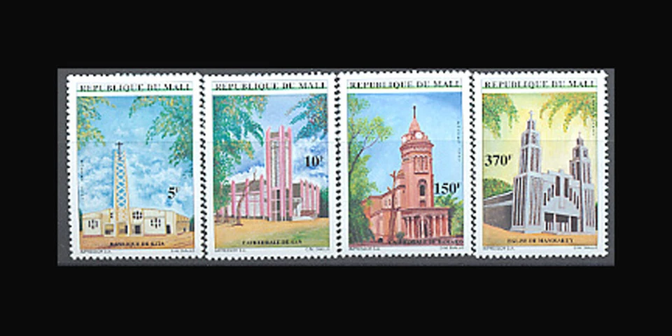 Malí, Sc #919-22, MNH, 1997, IGLESIAS, TEMPLOS, MEZQUITA Foto 1 de 1