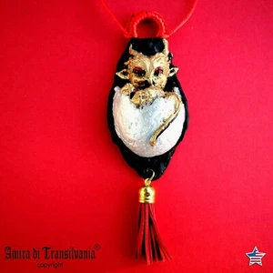 Dark Gothic Jewelry Talisman Necklace Amulet Pendant Satanic Golden Devil Satan - Picture 1 of 24